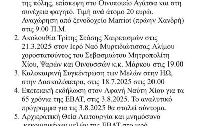 Προγραμματισμένες δράσεις ΕΒΑΤ για το 2025